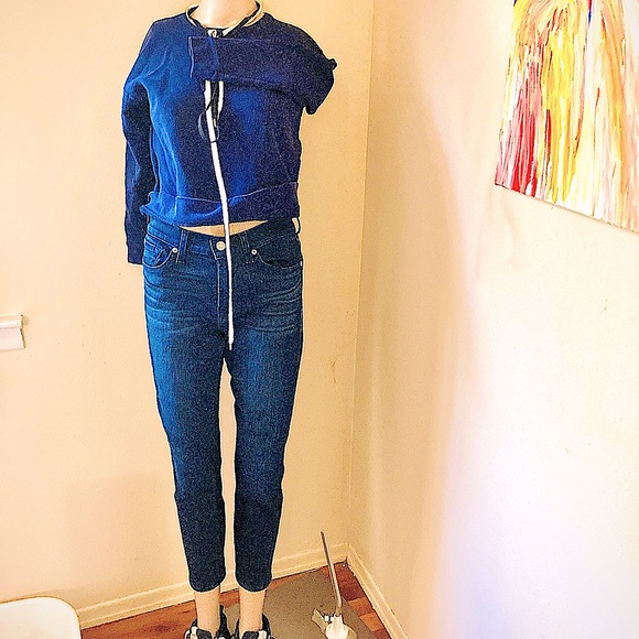 🍄 7 for all Mankind cropped Gwenevere dark indigo jeans 🌻 - Picture 4 of 7